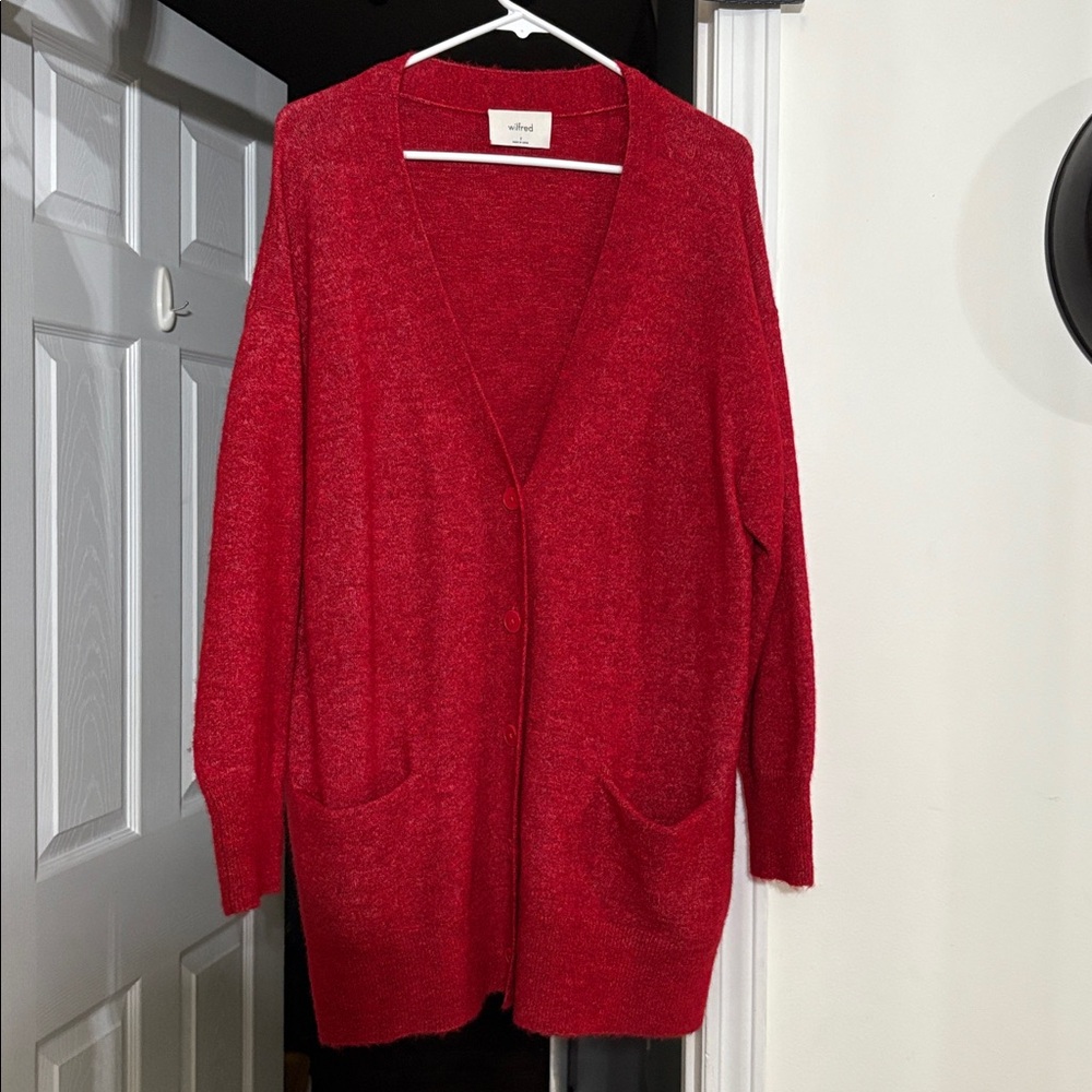 Aritzia Wilfred Wool Blend Red Cardigan Sweater